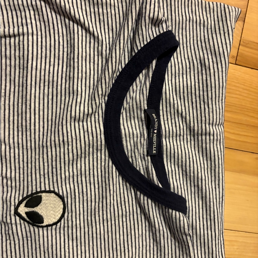 Brandy Melville Striped Black and White Tee